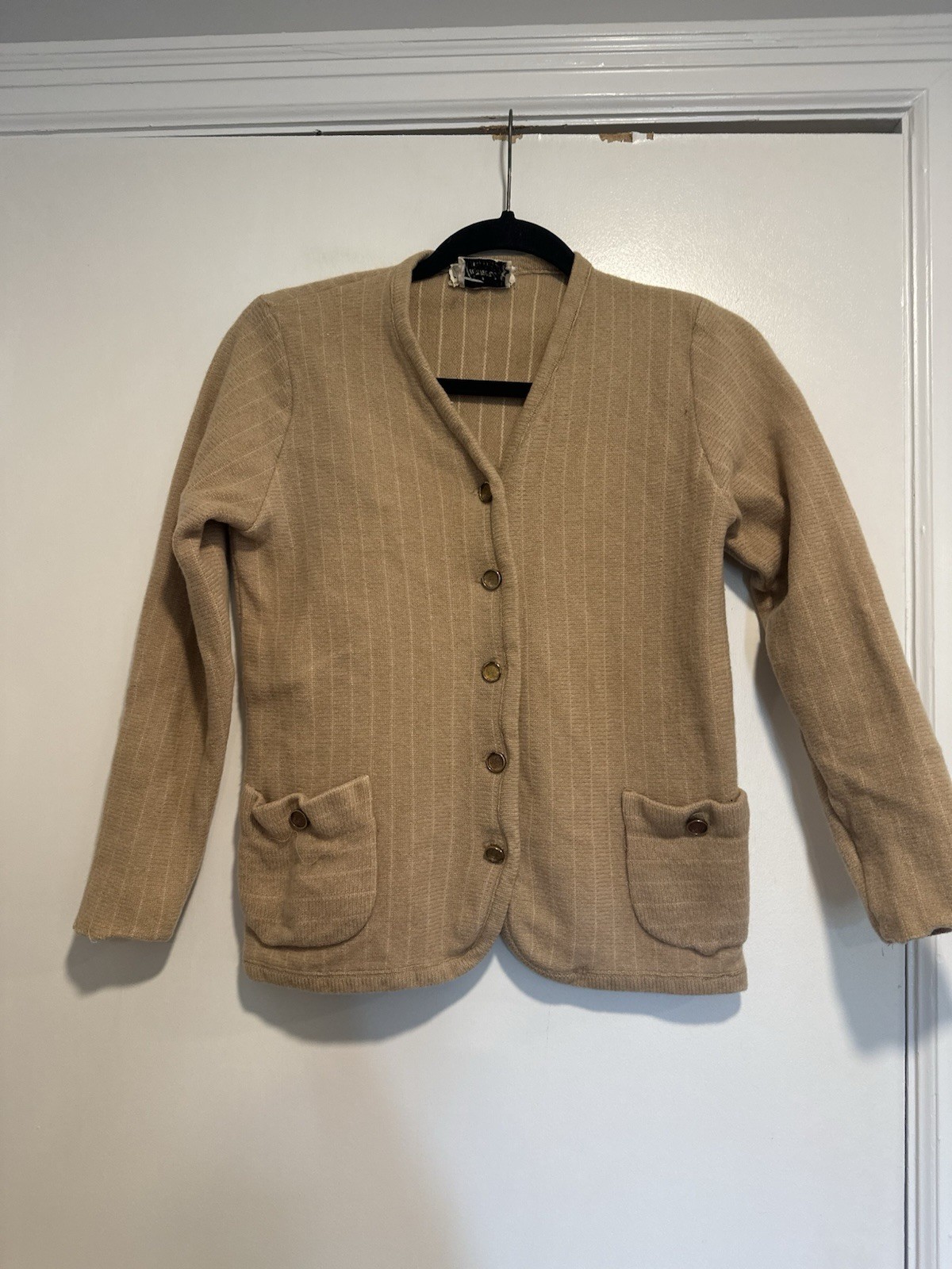 VTG 1940s Womens Dalton Turners Virgin Cashmere Brass Button Cardigan Sweater