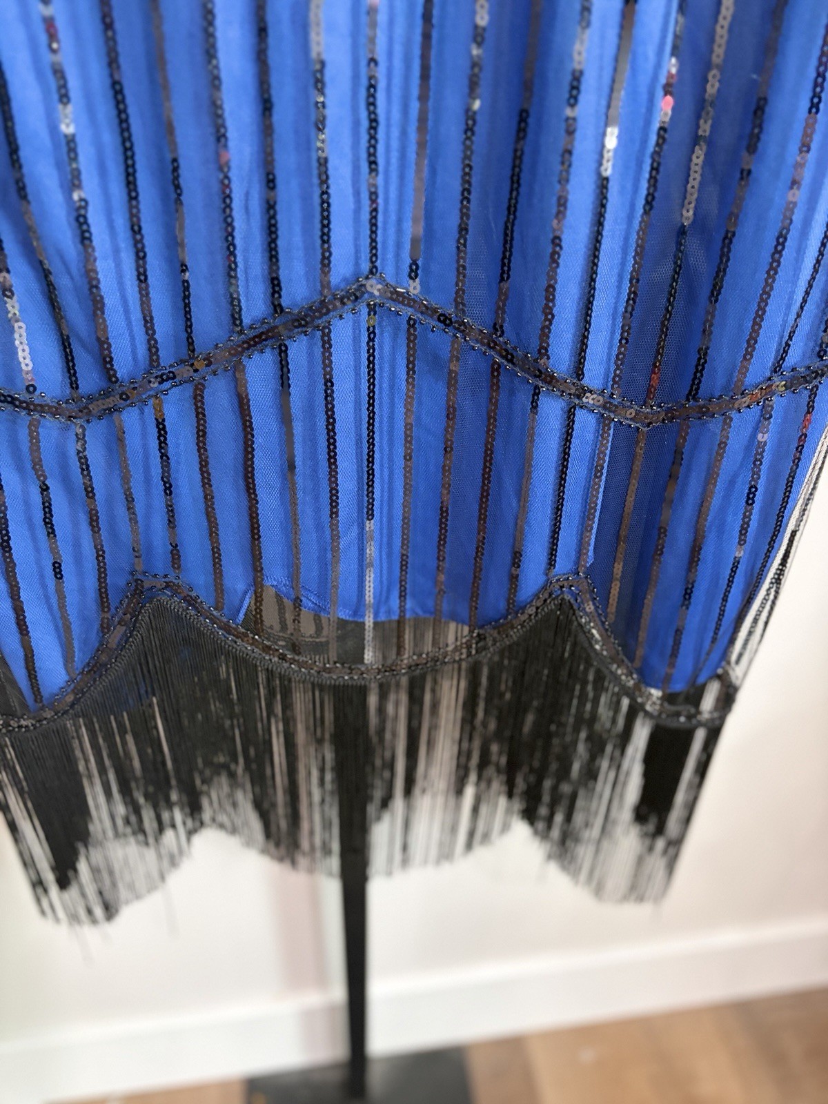 1920s Flapper Dress Blue Black Sequin Beaded Costume Plus 1X 2X 52 Chest W150
