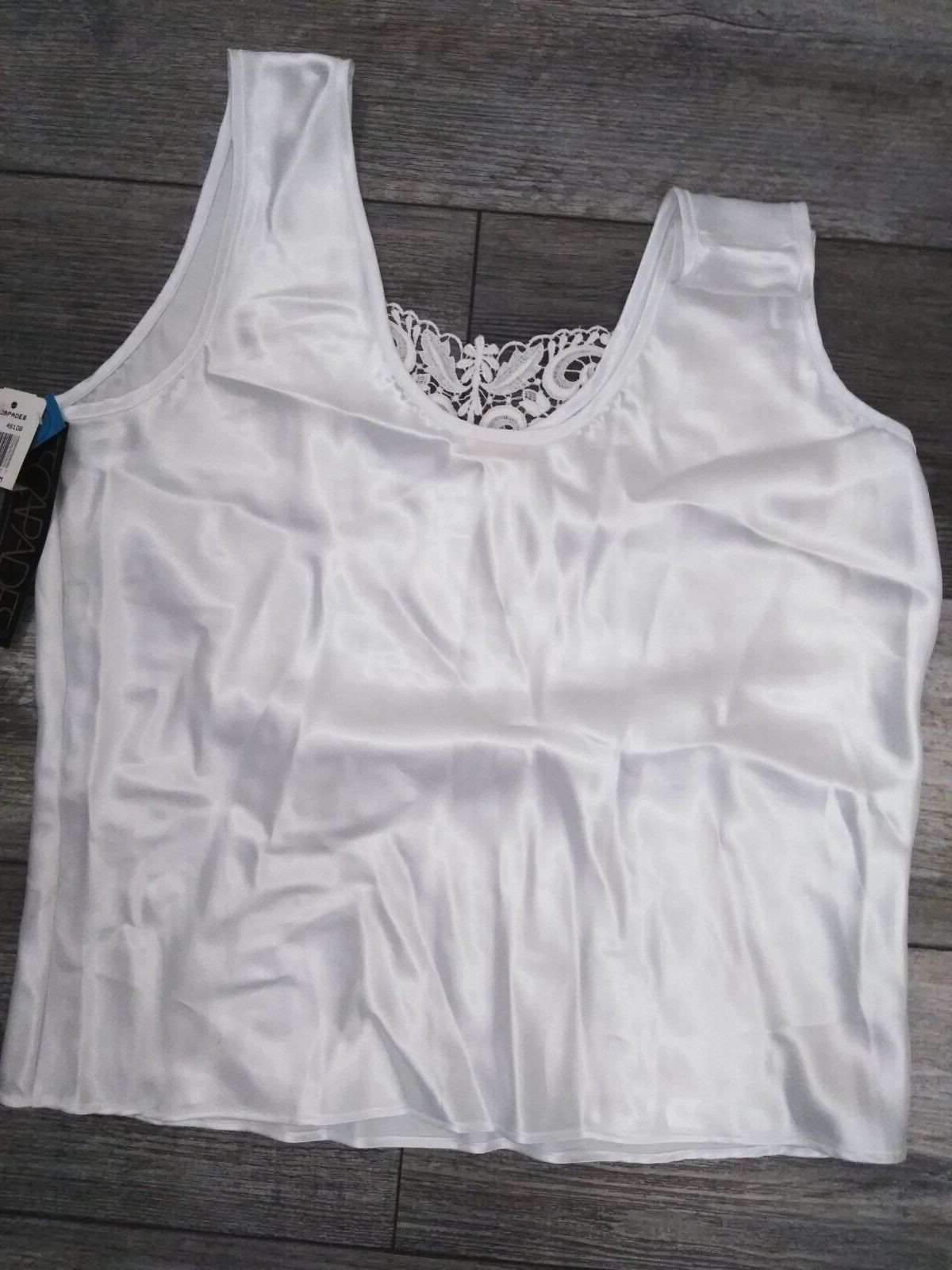 vtg. Escapades Suit Camisole WHITE Polyester Size Medium Lace Trim (NWT) READ