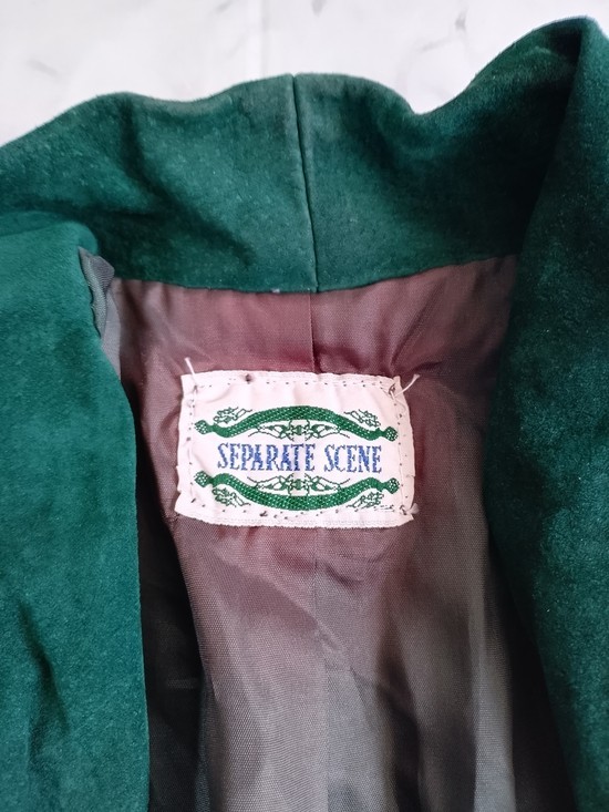 Vintage Women’s Emerald Green Suede Blazer Jacket SEPARATE SCENE