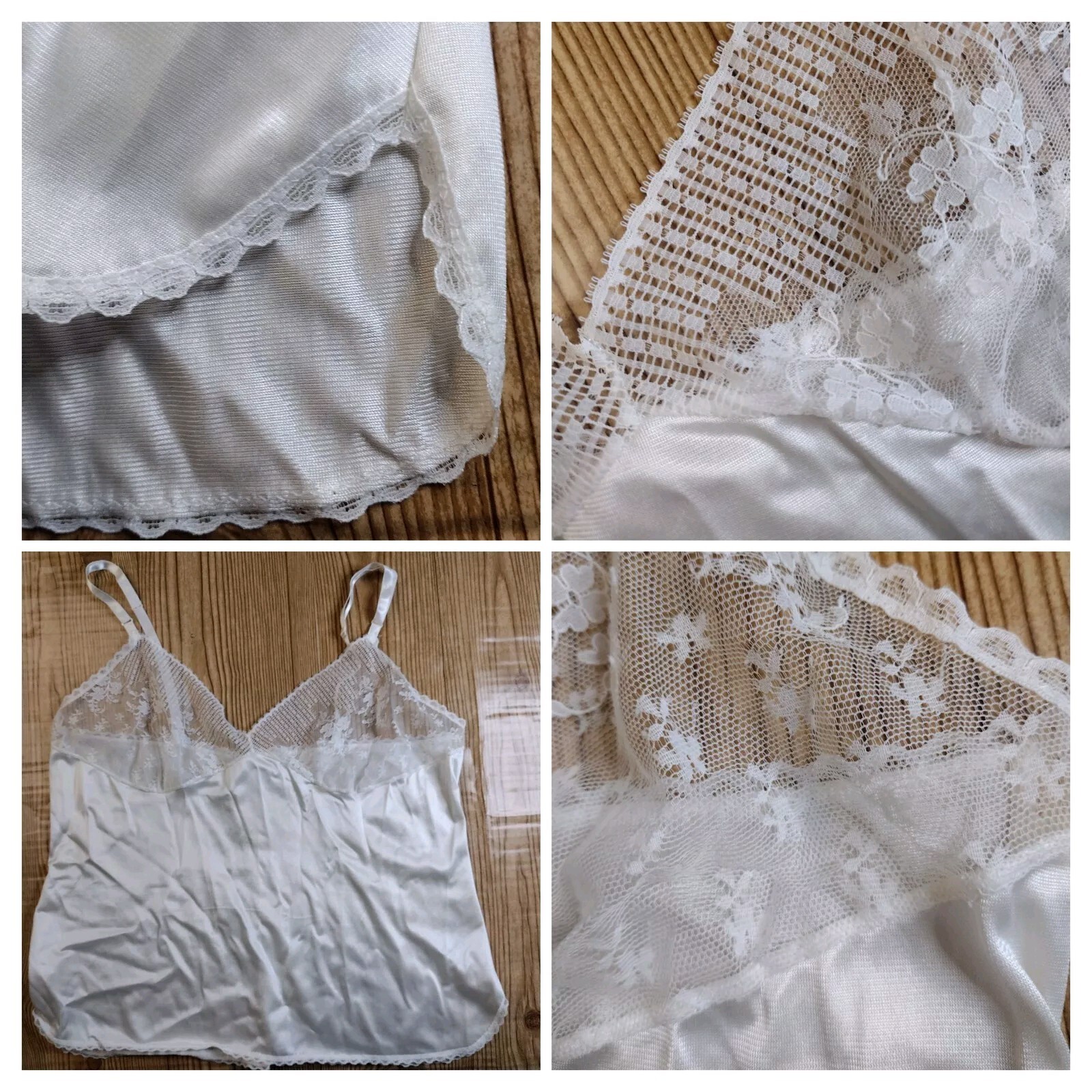 Vintage Ivory Satin Slip Cami Camisole Boudoir Lingerie See Description/Photos