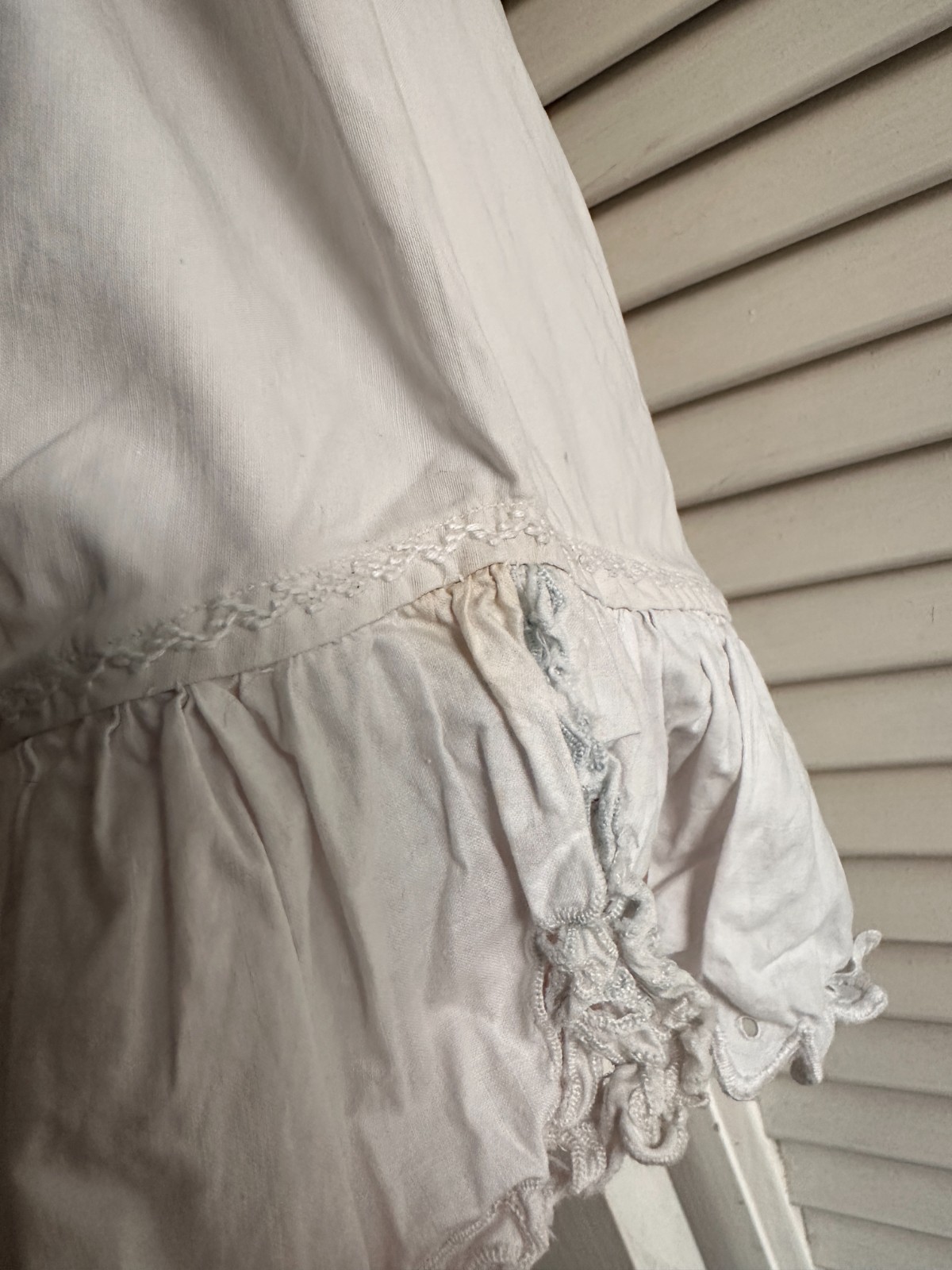 Antique Edwardian White Cotton Bloomers | Monogrammed Eyelet Lace | Coquette