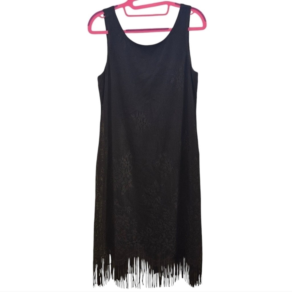 Harlow Black Fringe Dress Vintage Gatsby Flapper Midi Dress