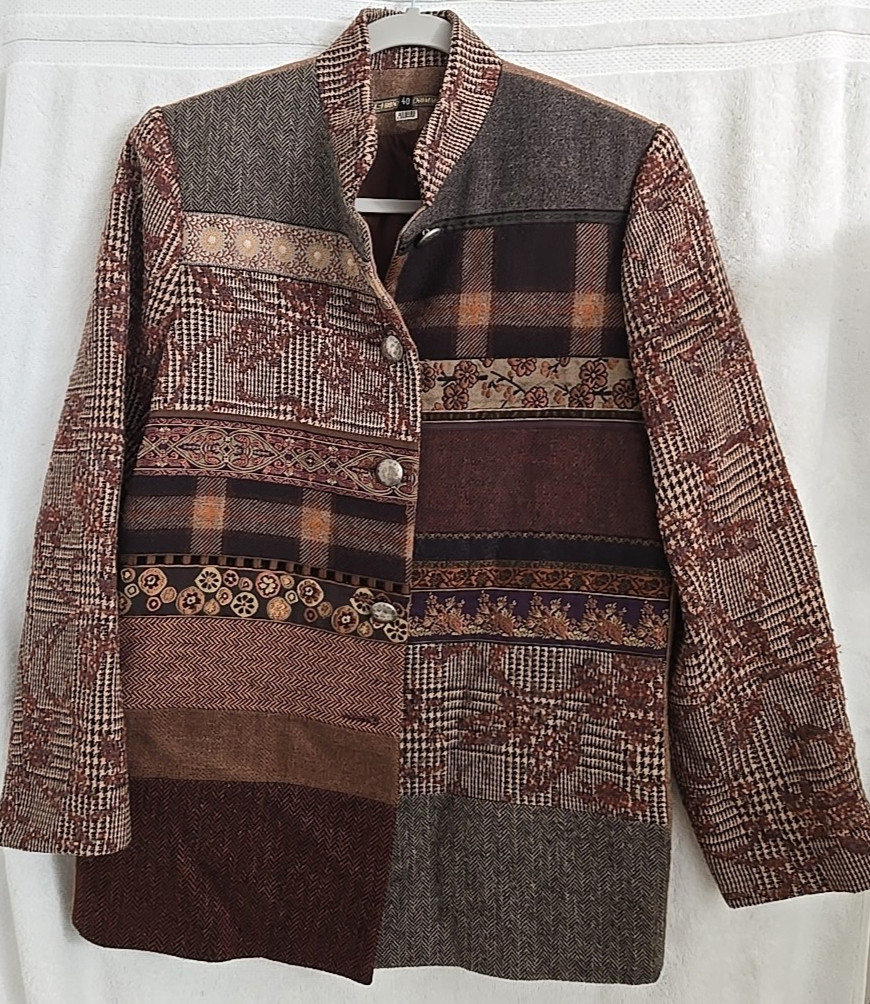 La Bonne Renommee Wool Patchwork Jacket Paris Size 40 Euro Eclectic Vintage