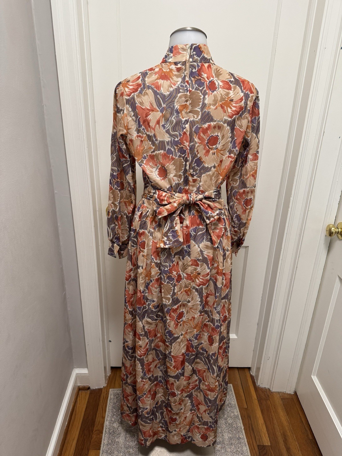Vintage 70s Bleeker Street Jonathan Logan Floral Maxi Dress ILGWU Union Made 10