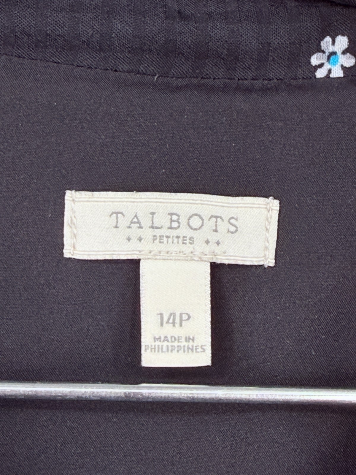 Talbots Shirt Dress 14P Black Button Front Career Classic Sleeveless