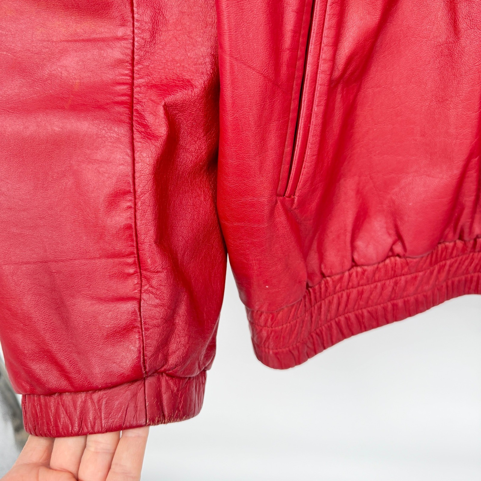 G-III Red Leather Jacket Tassels Shoulder Detail VTG 80s Avante Garde Moto 9/10*