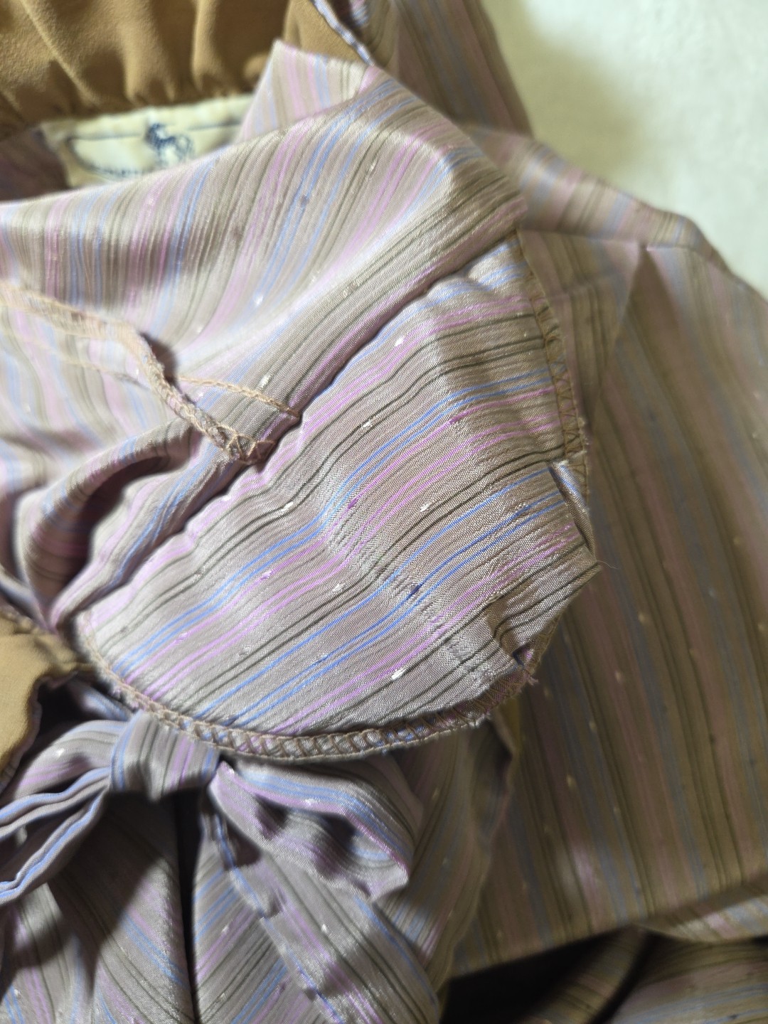 Vtg 70s 80s Jonathan Martin Victorian Satin Bow Blouse Mauve High Neck Size 9/10