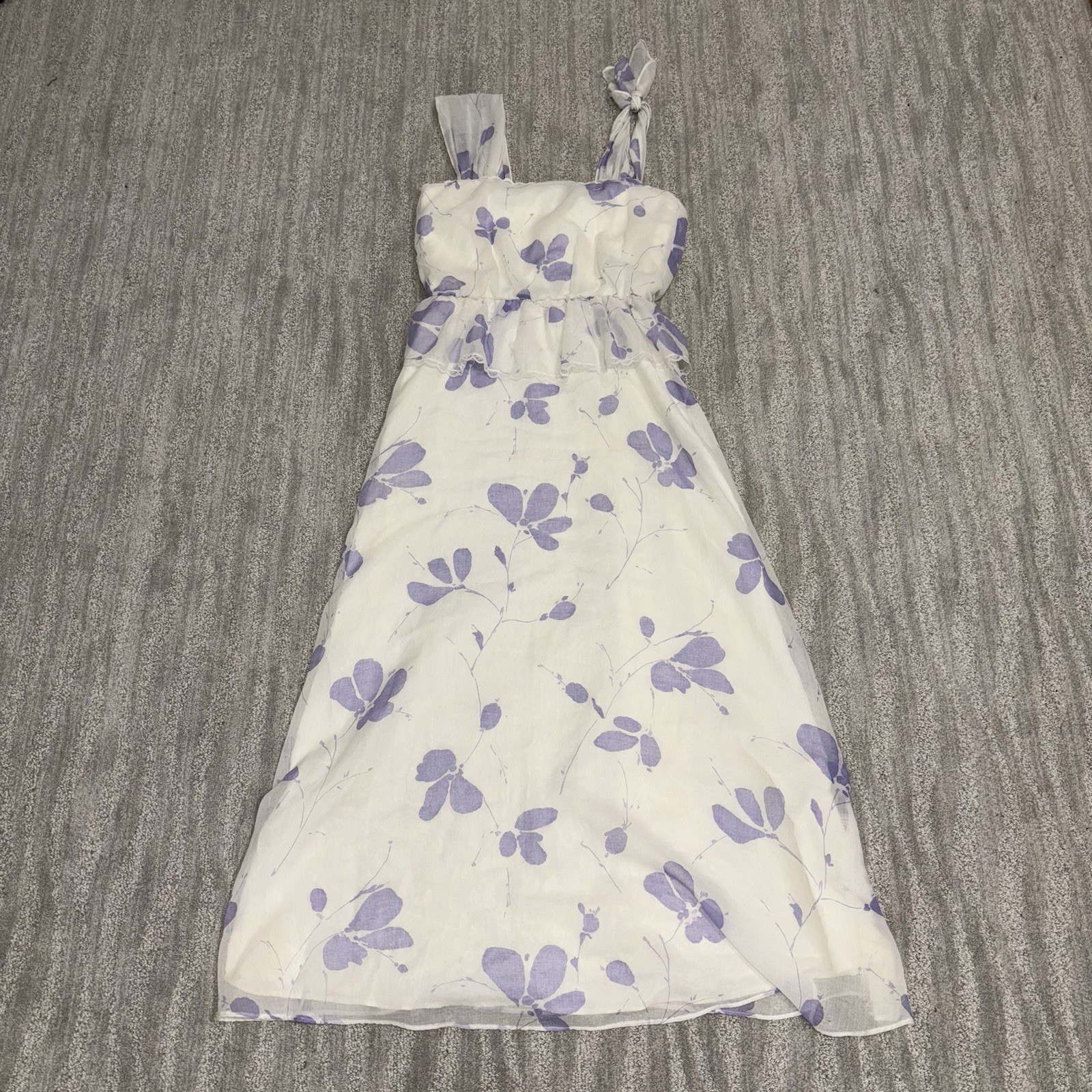 Vintage Union Made A Line Maxi Dress White Floral Boho Cottage Women’s Size M