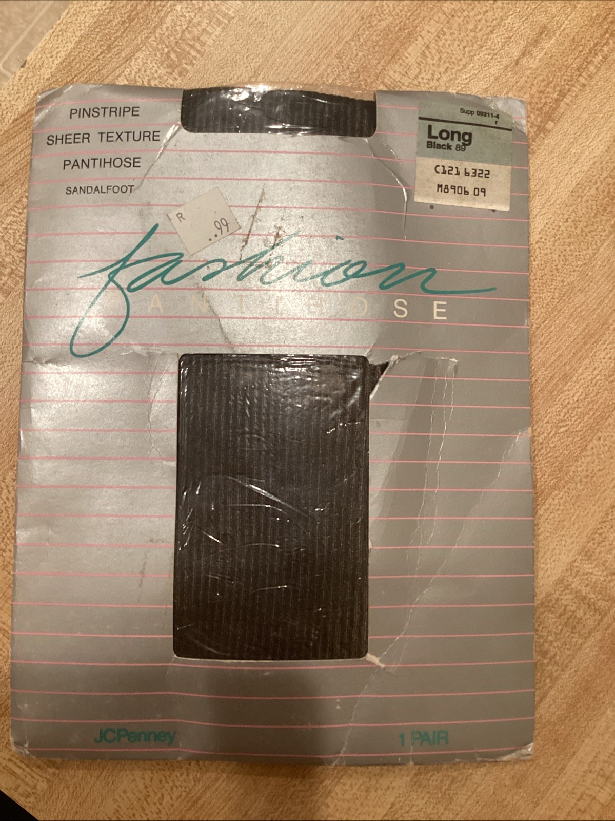 Vintage Pantyhose Textured Black Pinstripe Long Fits up to 5’10” 150 lbs