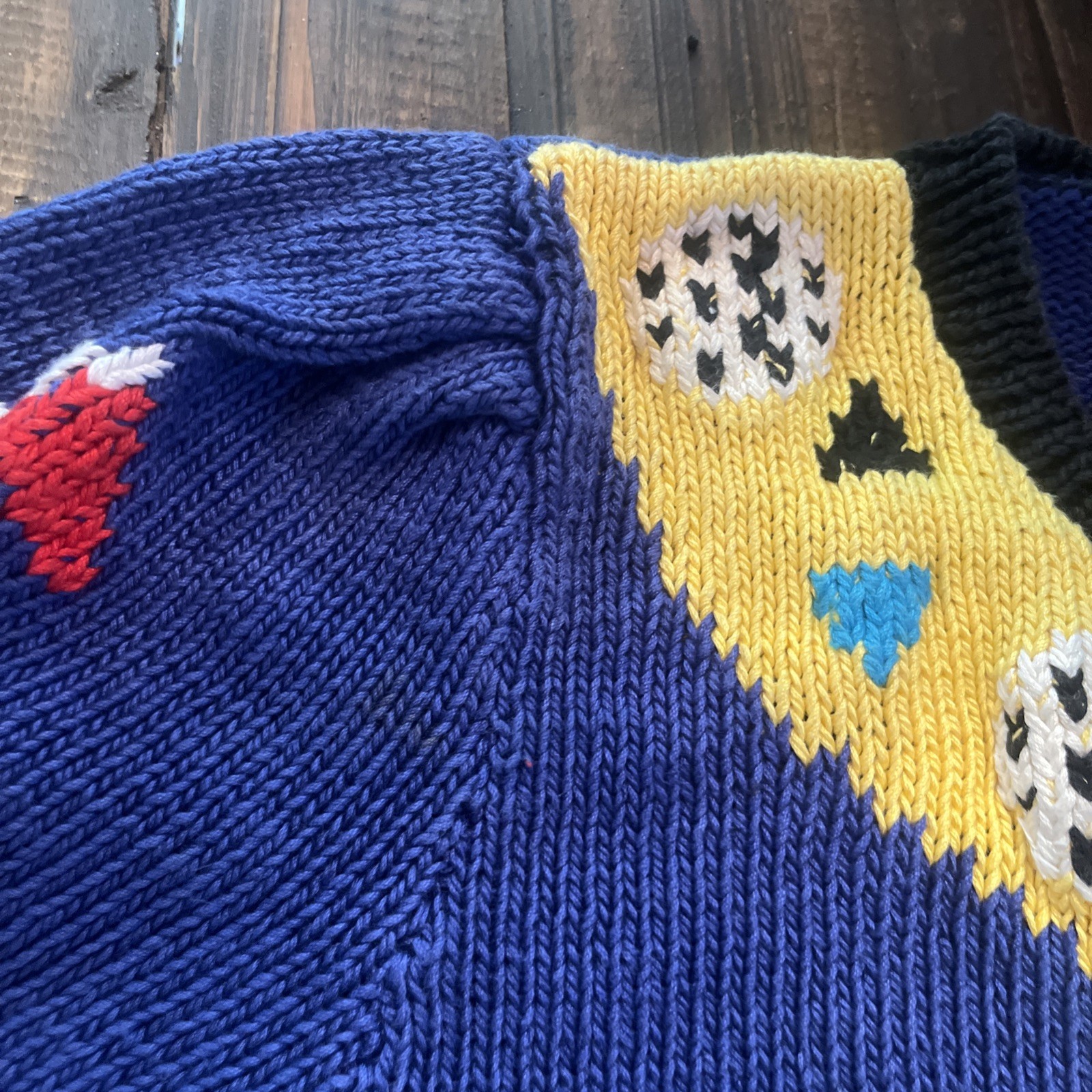 Rare Berek Vintage 1989 Multicolor Hand Knit Sweater Sz Small Golf theme Cute