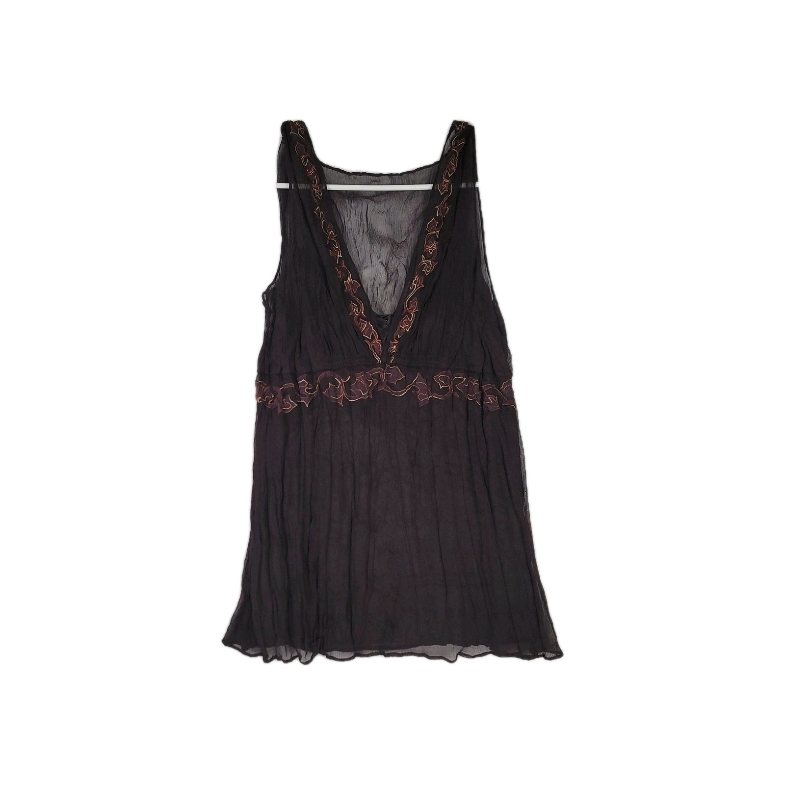 Gianni Bini Brown Sheer Boho Fairycore Tank Top Y2K Vintage Women’s Medium