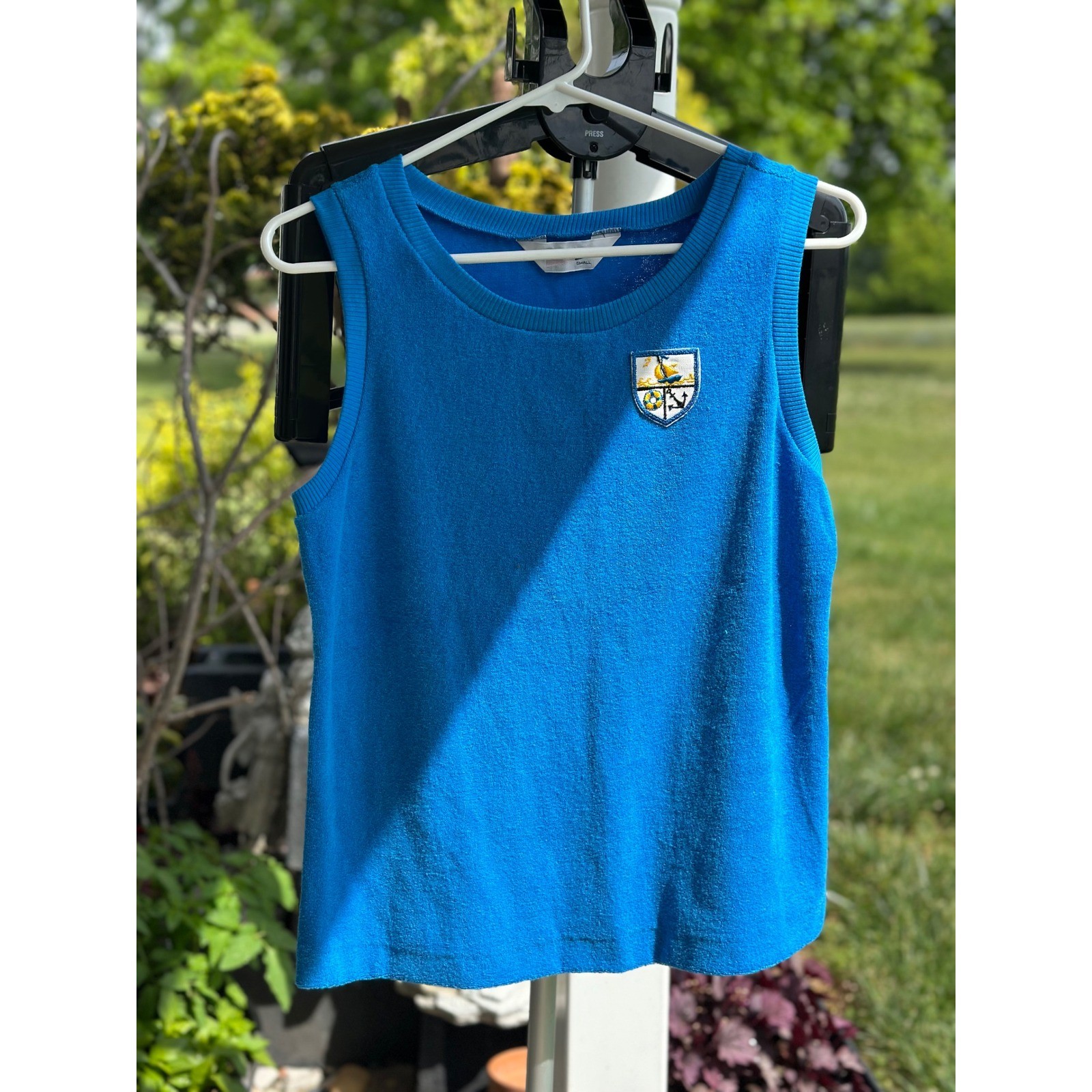 Shadowline Vintage Nautical Blue Terry Cloth Tank Top Small Made in USA NWT