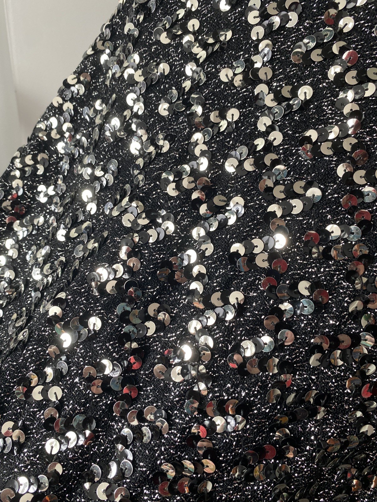 Vintage 1950s or 1960 Sequined Silver and Black Cape Satin Glam Rocker