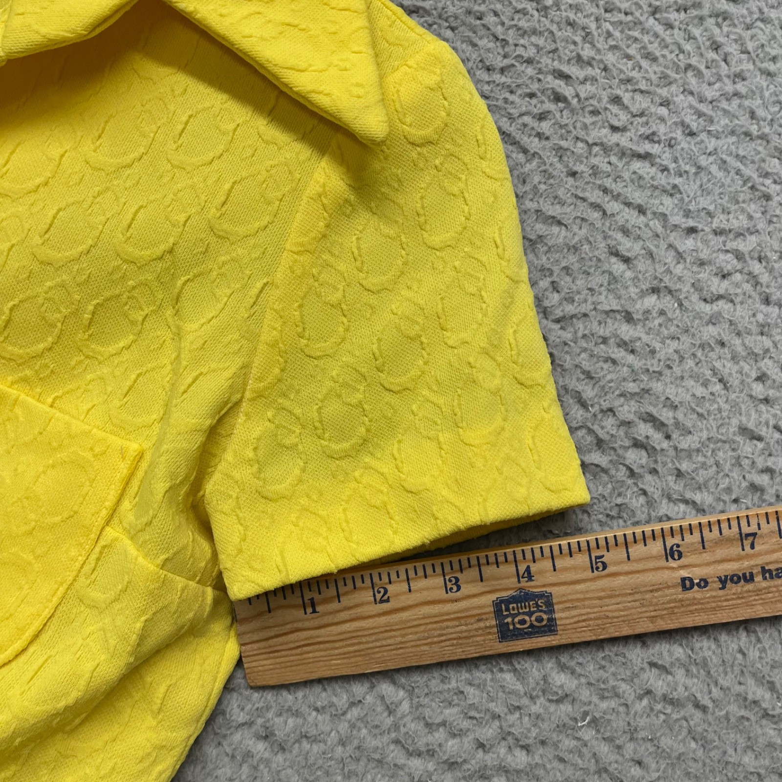 60’s Leisure Pant Set Womens S Yellow Geometric Textured Dacron Polyester 70’s