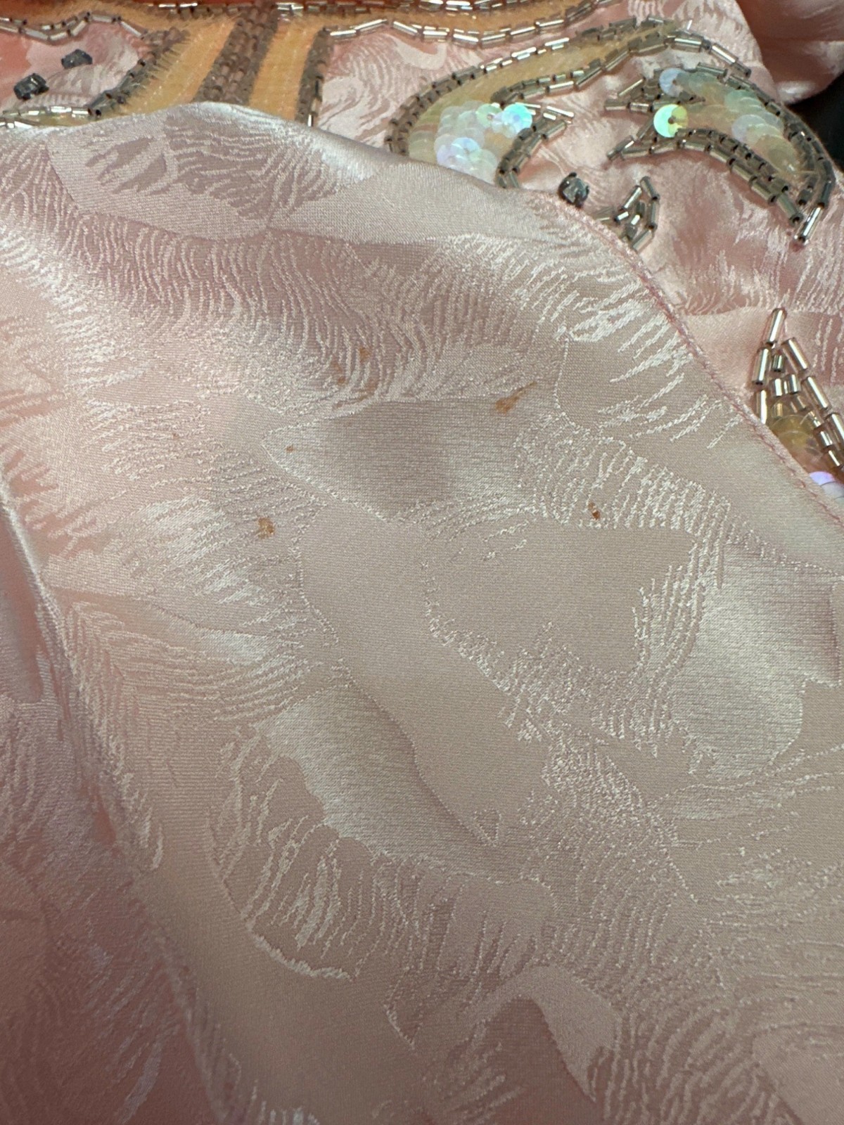 All Silk Vintage Dress by Spencer Jeremy 8 Pink Sequin Beaded Shoulder Pads 80s