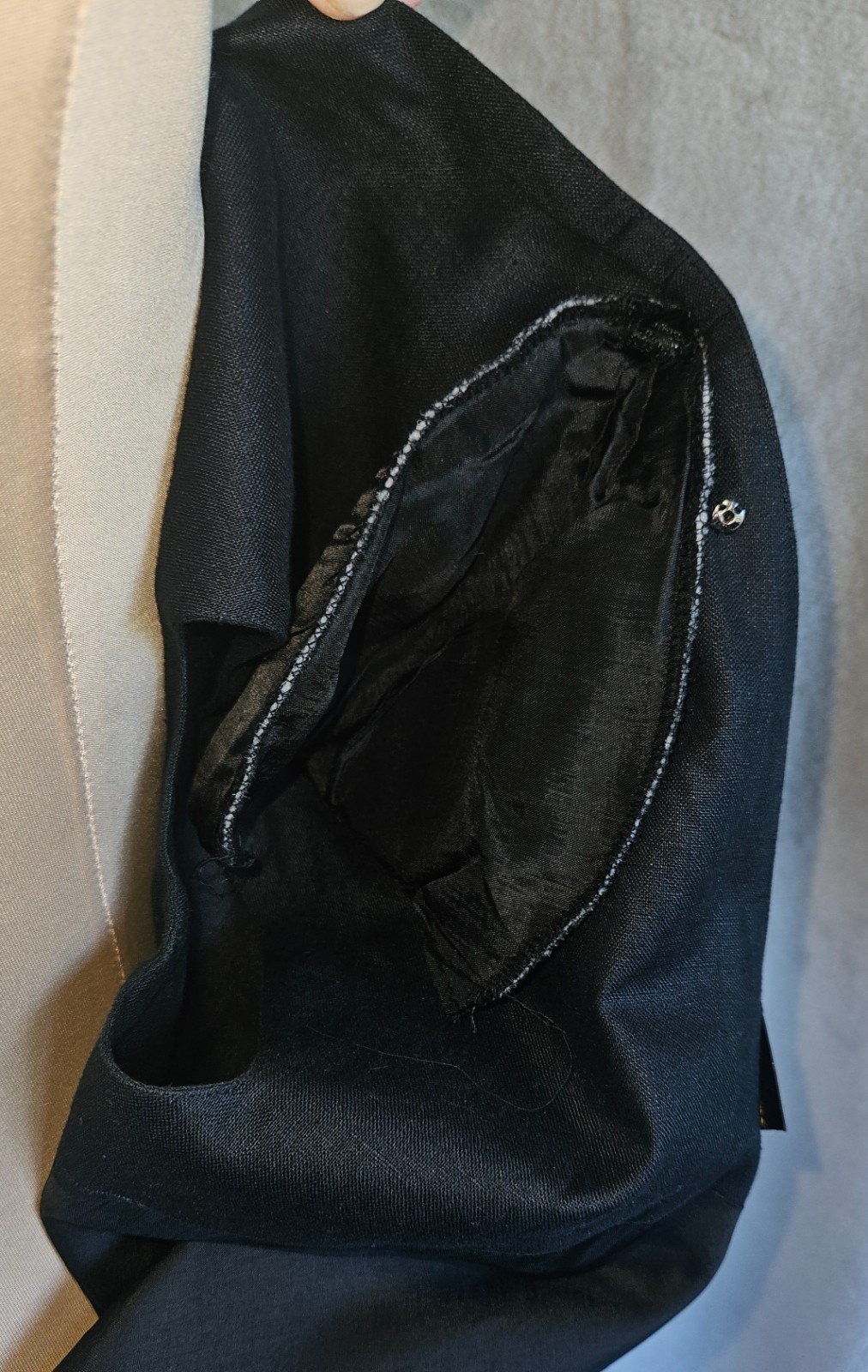 Vintage Rare St. Gillian Womens Black Linen Midi Dress Size 6 Square Neck Office