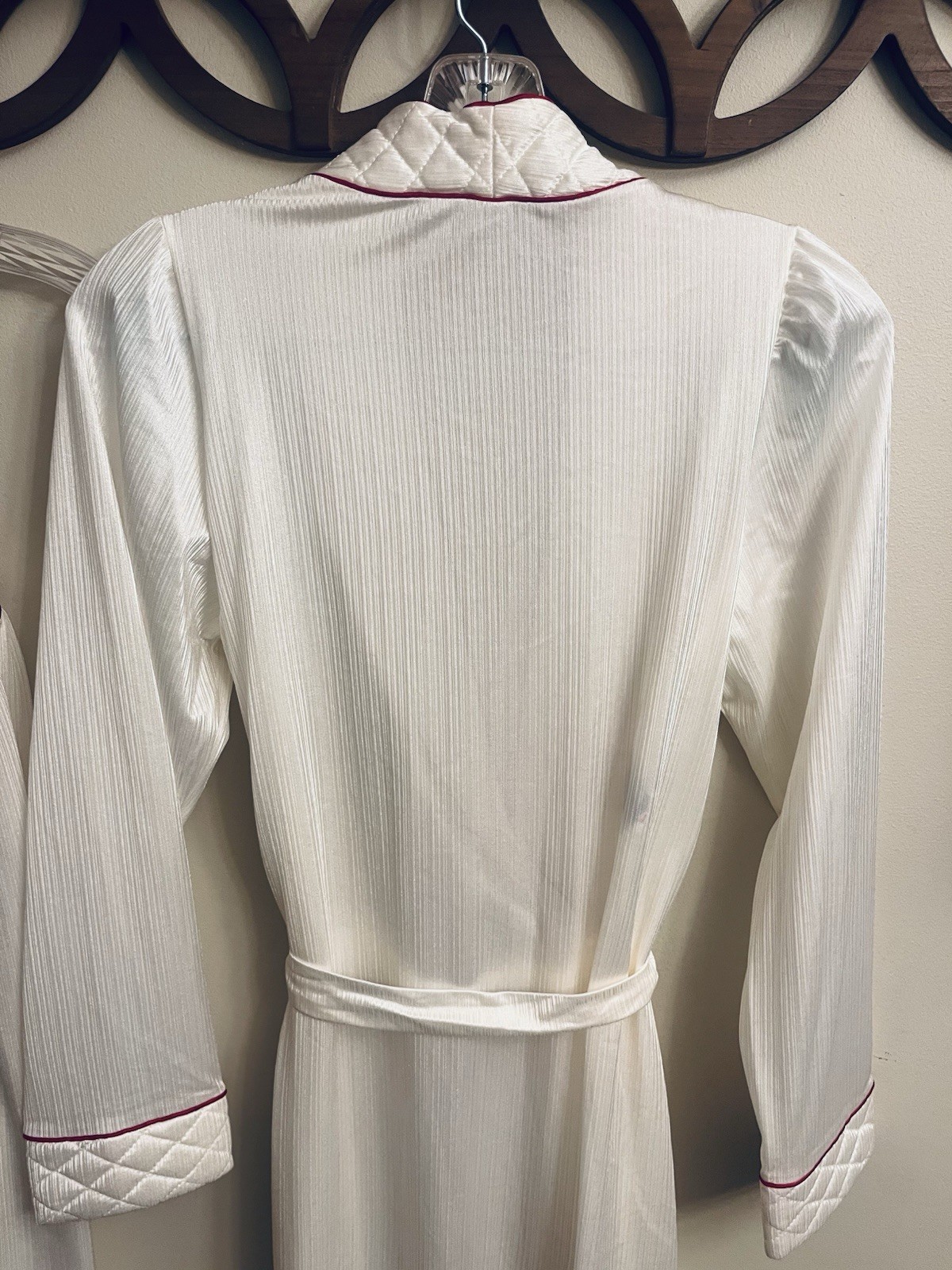 VTG Tom Bezduda Barad Night Gown & Robe Lingerie Set 70’s Boudoir Ivory Red