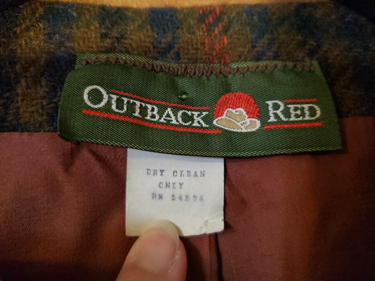 Vintage Outback Red Vintage Wool Bolero Jacket Plaid Leather Collar Ladies Size8