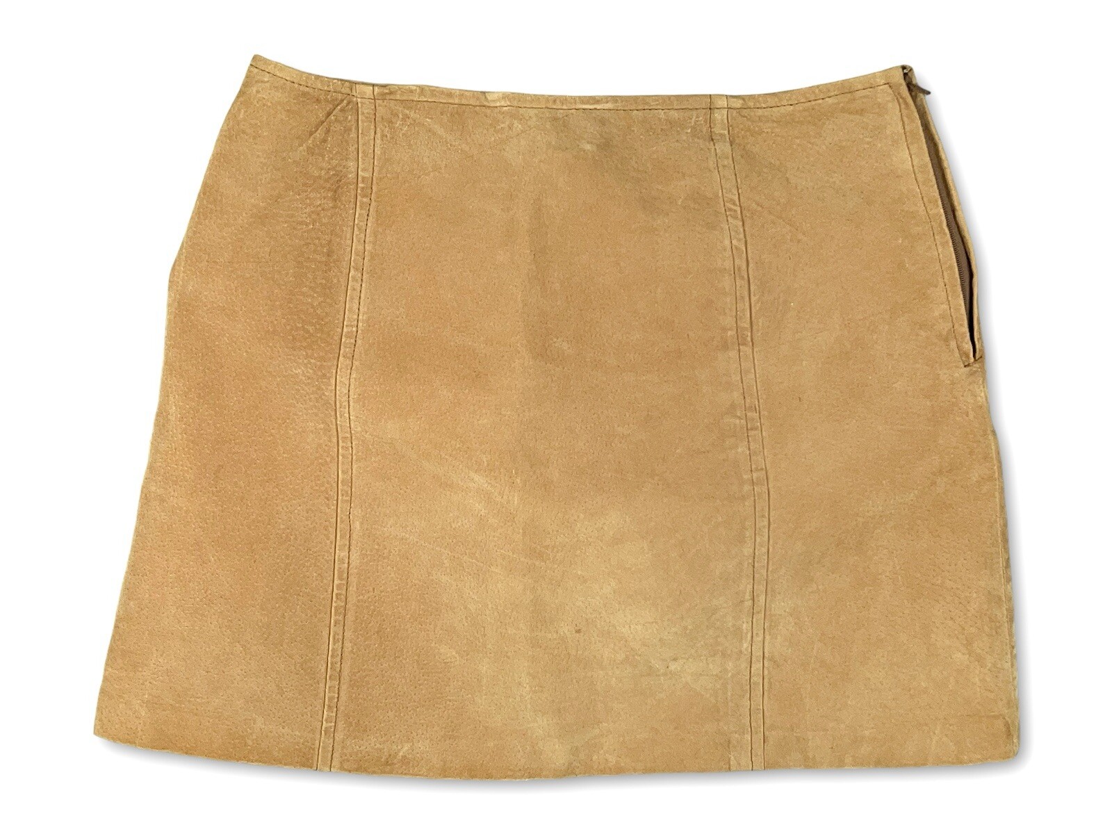 Vintage 90s Suede 100% Leather Tan/Fawn Skirt size