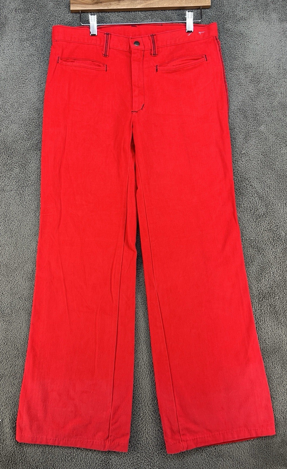 Vtg 60s 70s Bell Bottom Pants Womens 33×33 Wide Leg Polyester Disco Hippie Mod