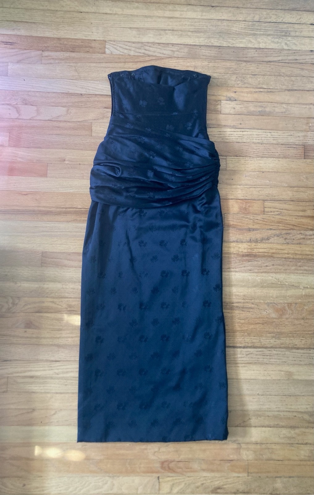 Amen Wardy Late 1980s Strapless Silk Jacquard Evening Gown XS
