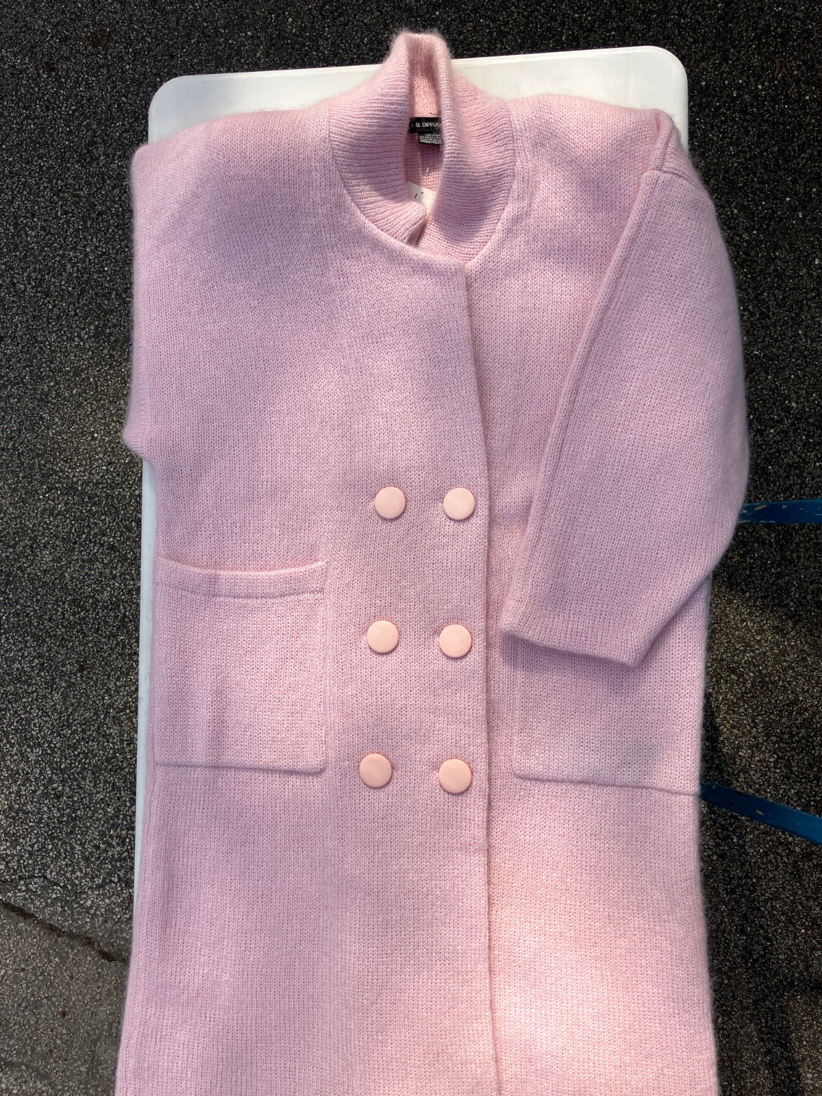 NWT IB Diffusion LG long cardigan duster coat pink wool mohair blend VTG
