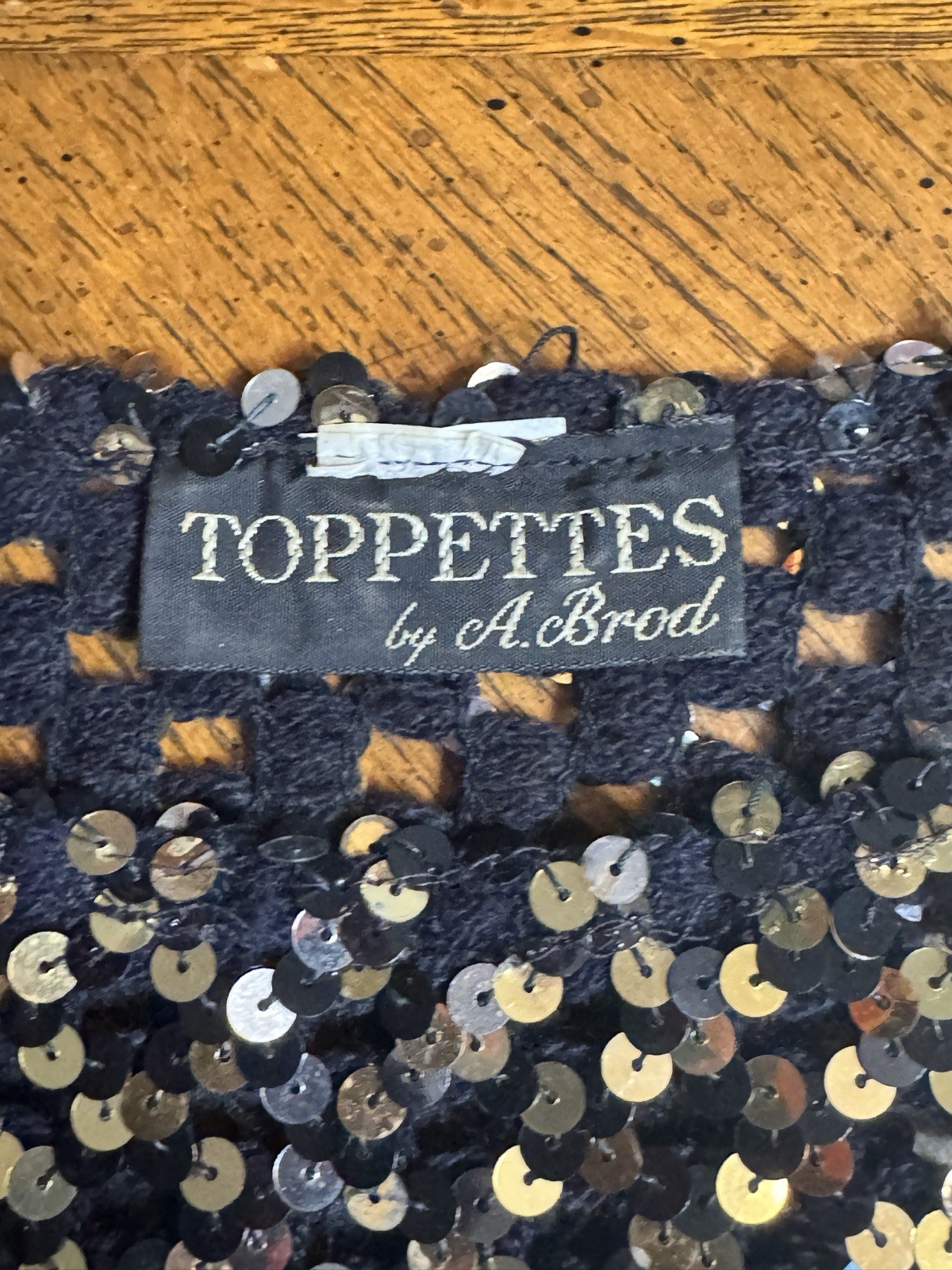 TOPPETTES by A.BROD Vtg 80s Black Silver Gold Sequin Tank Top Xlg Clubwear