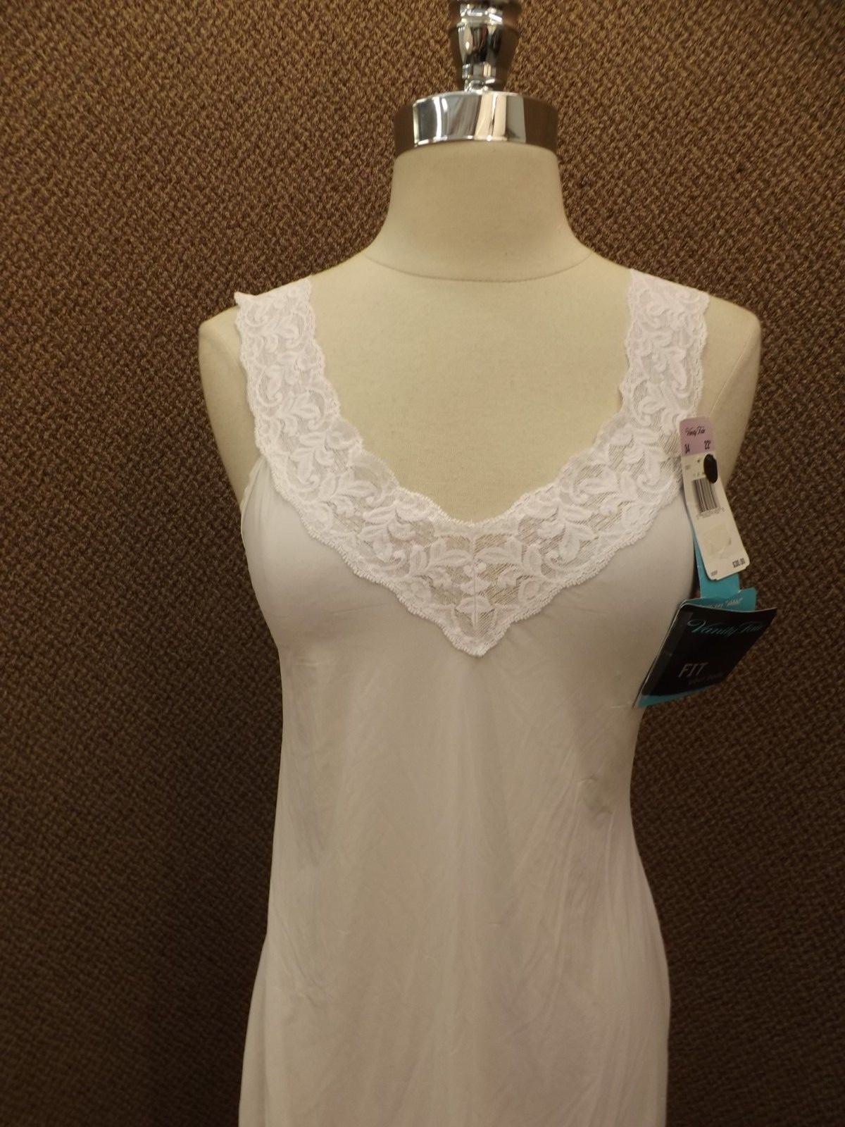 Vanity Fair Vtg 90s NEW Snow White Body Foundation Chemise Full Slip Sz 34 22″