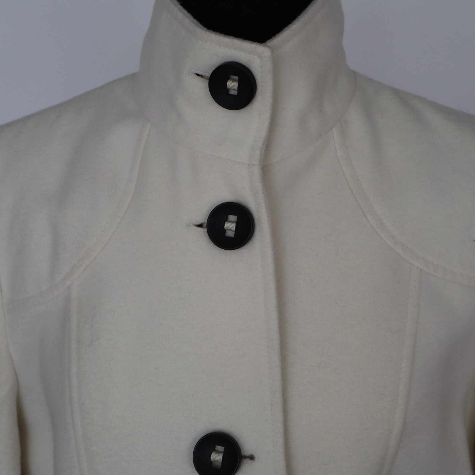 Vintage Chico’s Jacket Coat Winter White w Black Buttons Size 1 Medium