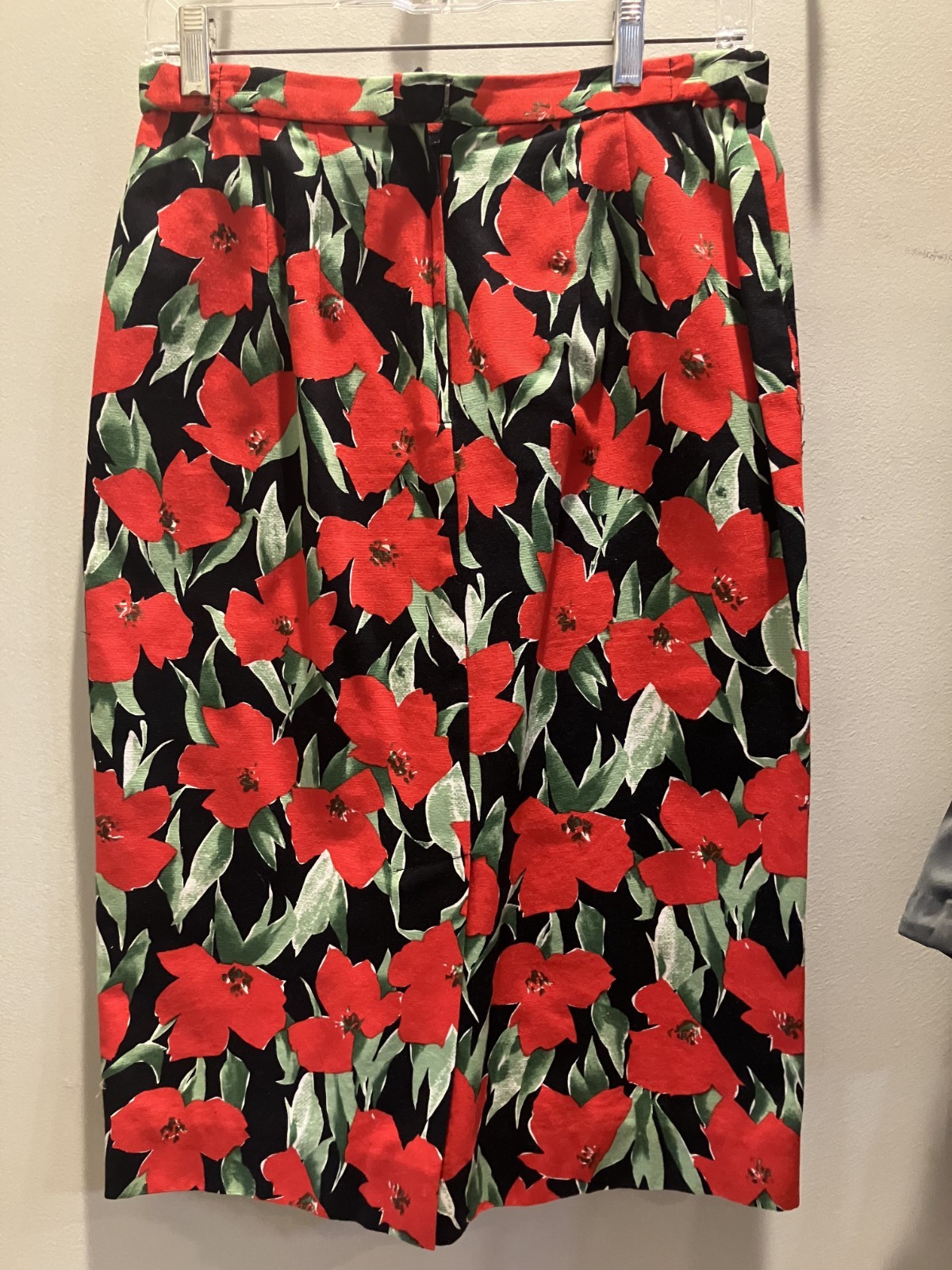 Vintage 90’s Two Piece Set (Top and 3/4 Length Skirt) Red Floral