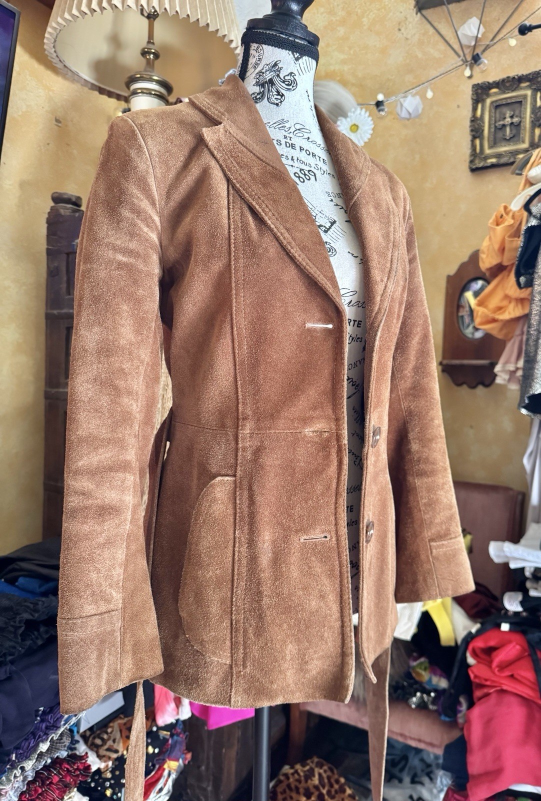 Vtg Francoise Moreau Casual Corner Suede Leather Jacket Blazer XS 70s Uruguay