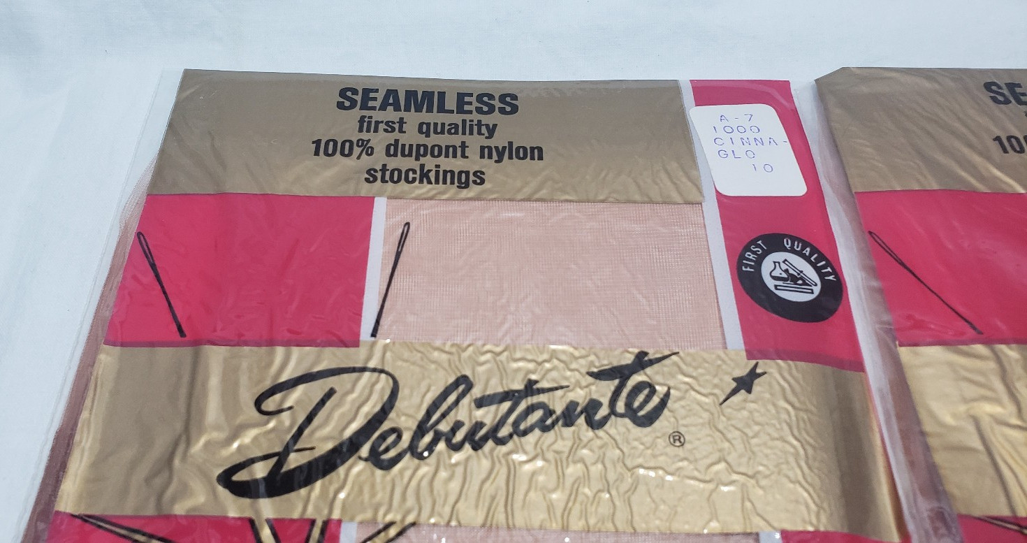 3 Pair NOS Vintage Debutante Seamless Stockings 10 Cinna-Glo 1960s-70s