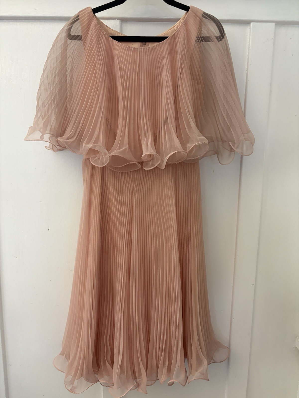 Miss Elliette Peach Pleated Vintage Dress Regular Size