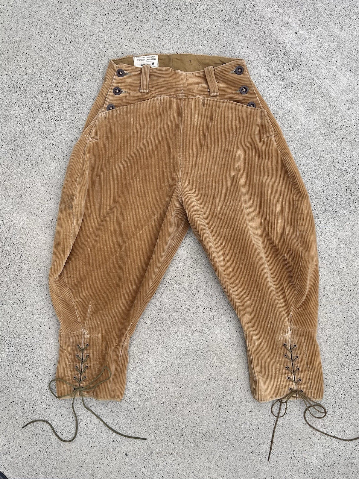 40s WWII British Women’s Land Army Corduroy Breeches WLA 1945 XS w. 24-26