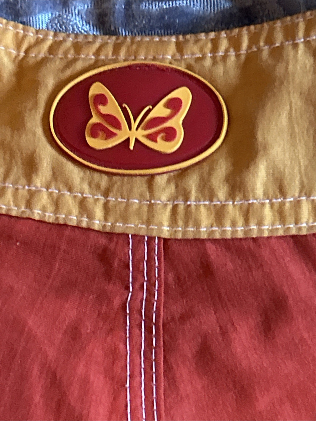 VTG Y2K/90s 5•7•9 Swim Trunks Juniors 7 Red Orange Blue Nylon Board Shorts