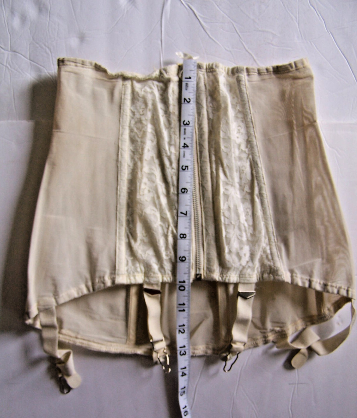 Vtg Fredericks Hollywood Corset Antique Girdle Garters Boning Zip Up/Hook & Eye
