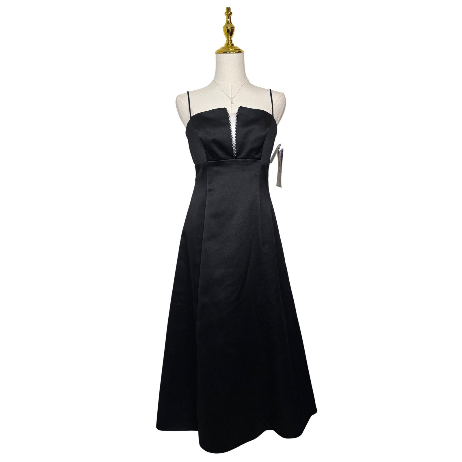 vintage 90s betsy & adam by jaslene elegant black white rhinestone dress NWT y2k