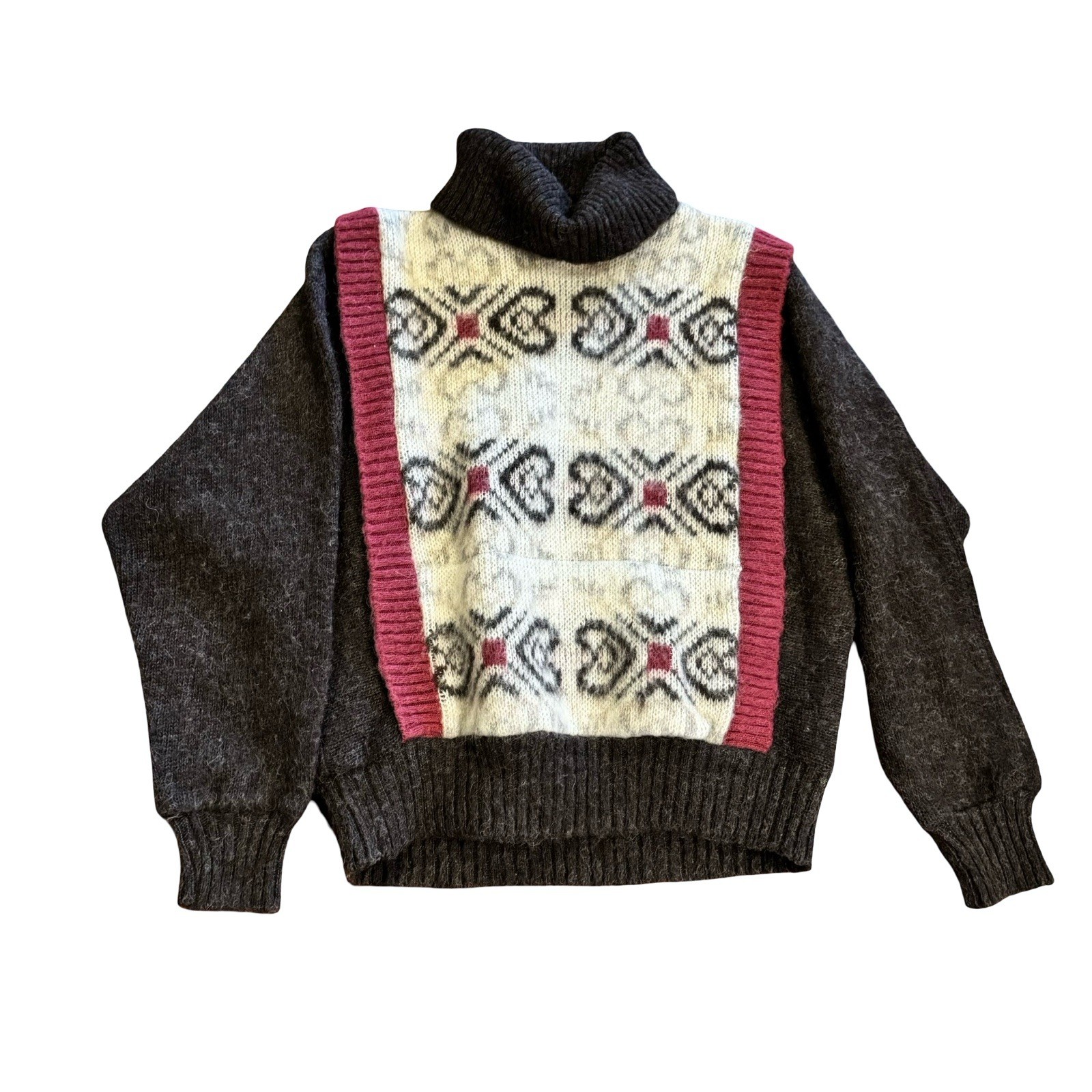 Vintage 80s Alafoss Icewool Wool Sweater Size M/L front pocket fair isle