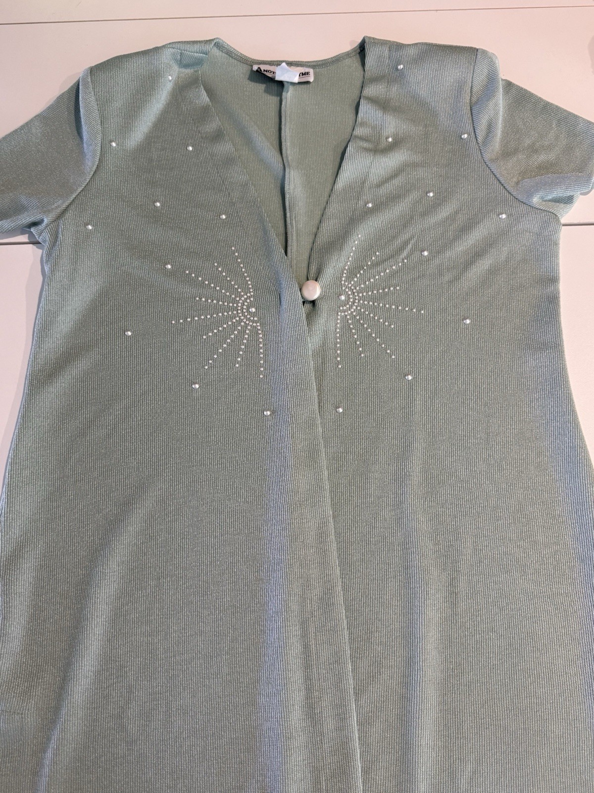 2 Piece Vintage Another Thyme Green Dress/Cardigan Women’s 12 Petite USA Made