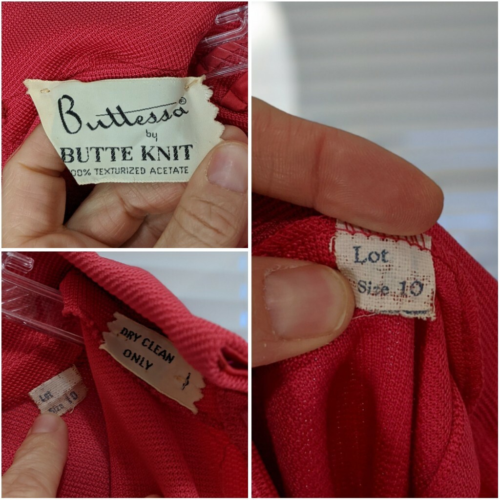 Buttessa Women’s Vintage Two Piece Pink/Coral Suit Skirt Sz 10 modern XS or 0