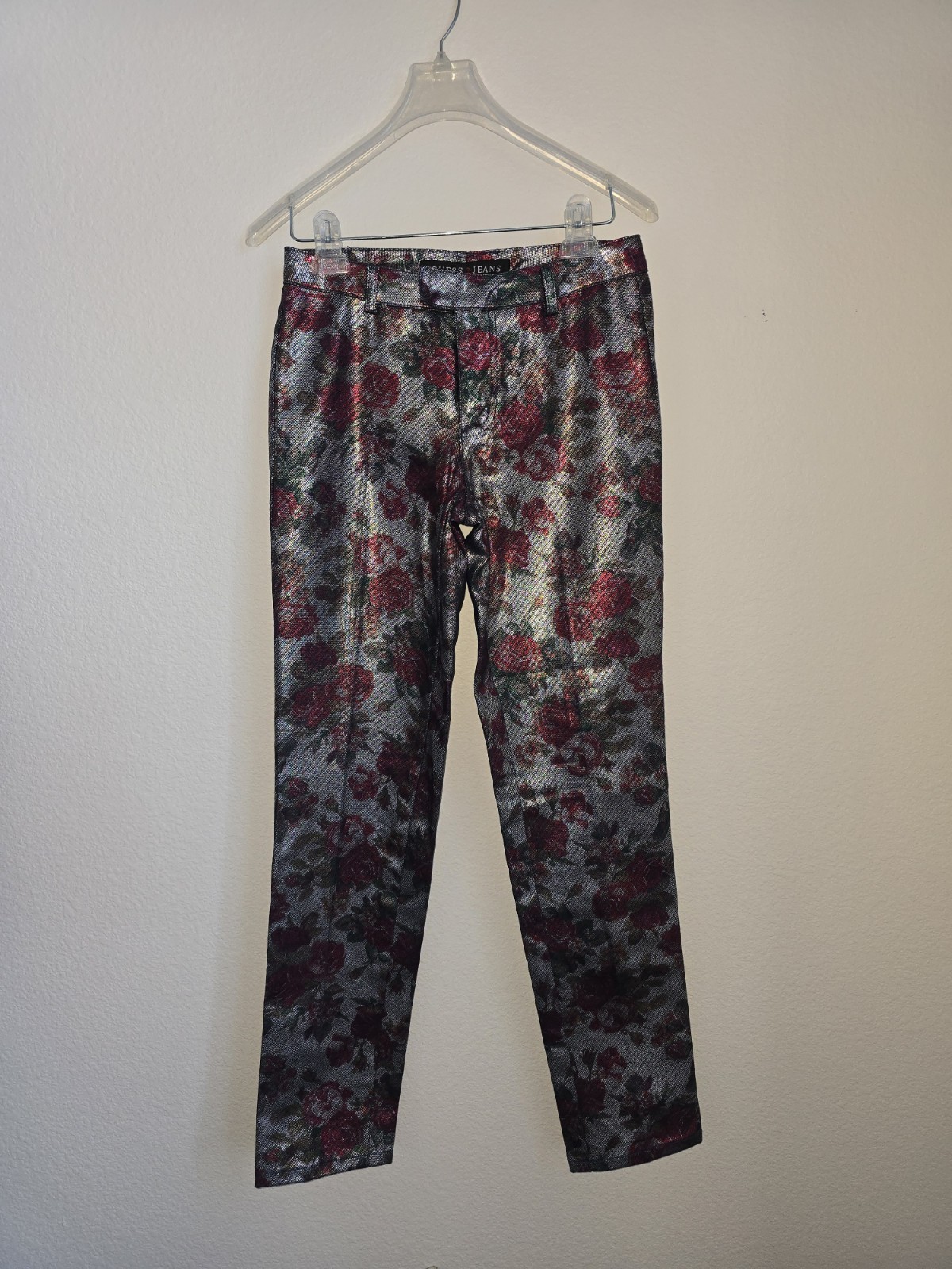 Guess Jeans Authentic Original Y2K Design Floral Metallic Pattern SZ 27 Pants