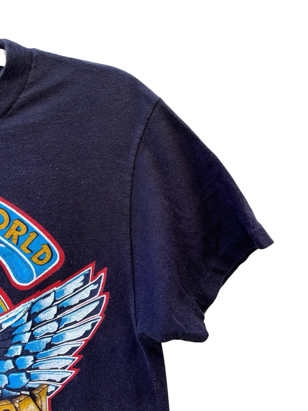 Van Halen True Vintage Tour of the World 1984 Eagle Print Ched Black Shirt Large
