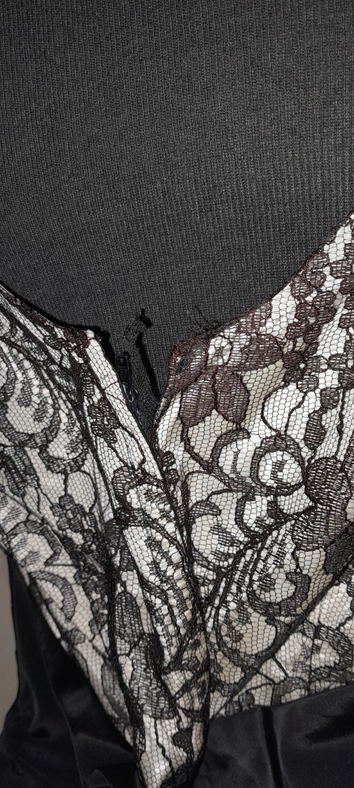 Vtg 50s Lace Illusion VLV Rare Audrey Hepburn Bow Cocktail Party Evening Dress M