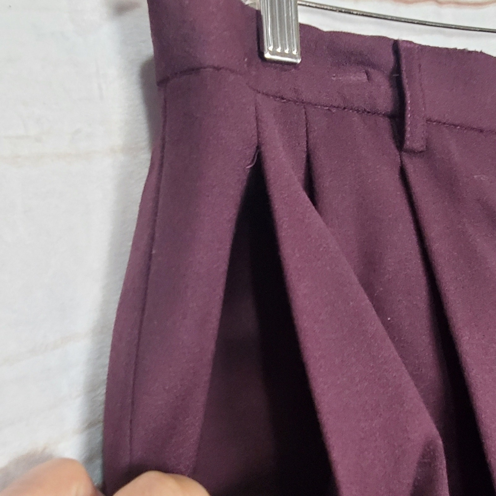 Vintage 90s Purple Wool Super High Rise Pleated Trouser Casual Pants Size 12