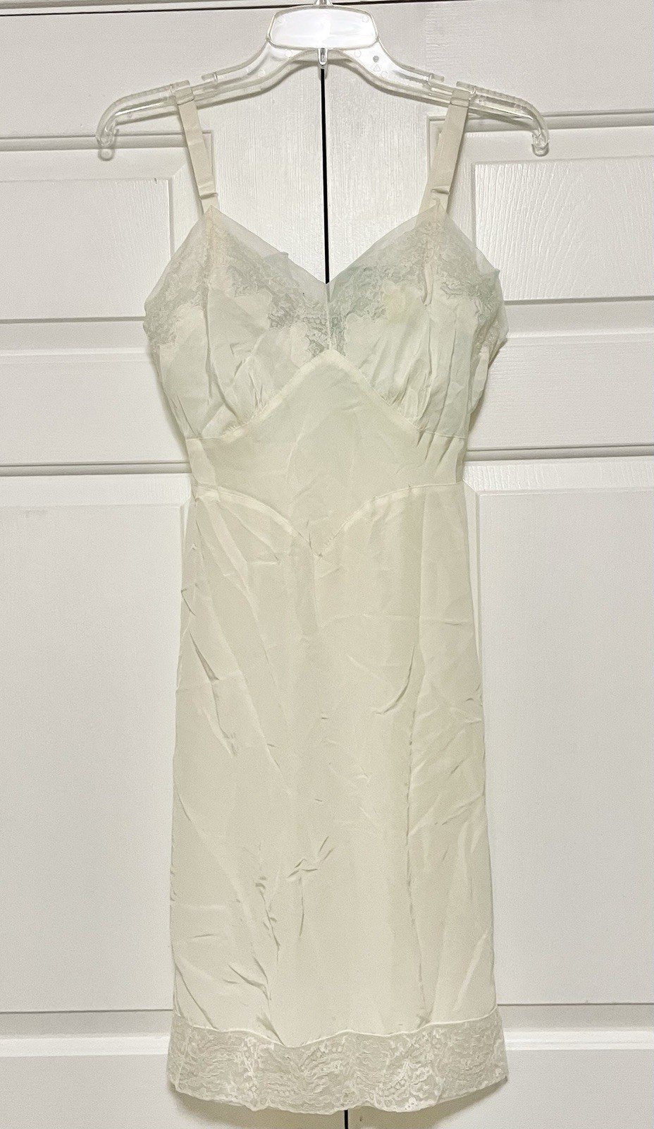 VTG 50s/60s Charmode by Sears & Roebuck Ivory Lace Silky Slip – Size 34 Short