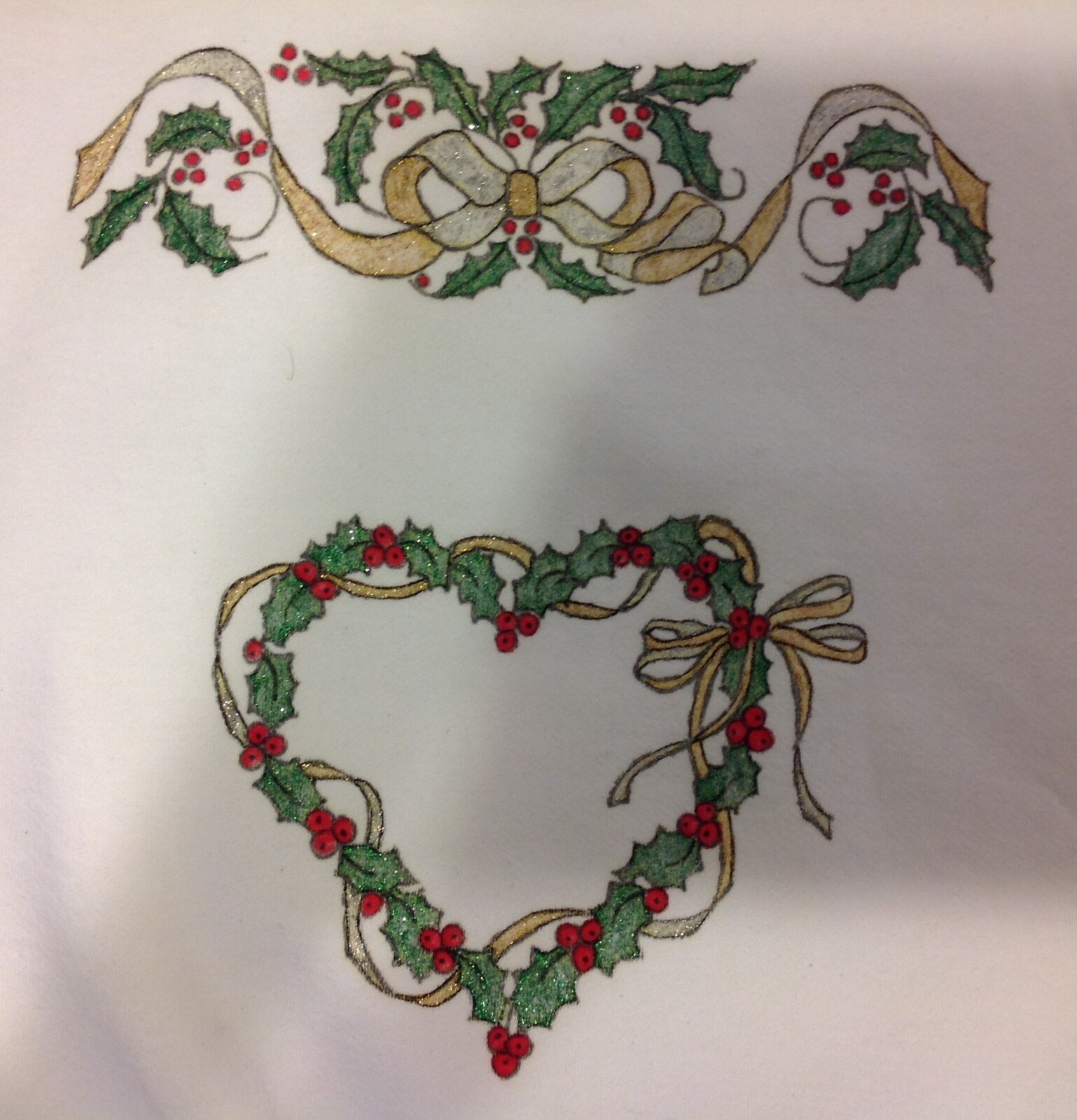 VTG 90s Ugly Christmas Sweater Sweatshirt White Hand Painted Russell Athletic M
