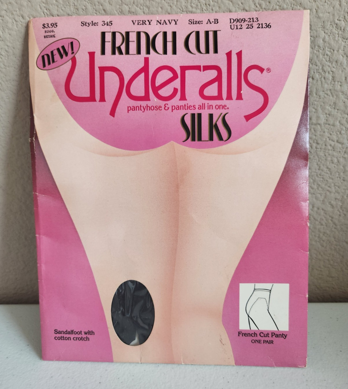 New! Vintage French Cut Underall Silks Pantyhose “Very Navy” Size A-B-