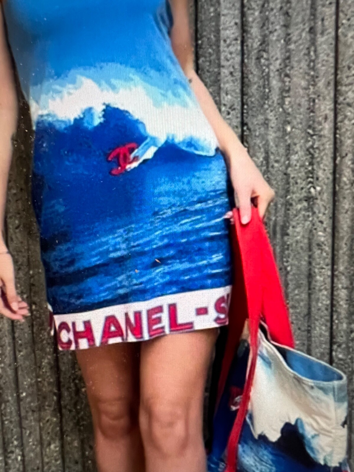 CHANEL 2002S SURF VINTAGE BLUE RED TOP CHANEL LOGO CC FR44- FR40