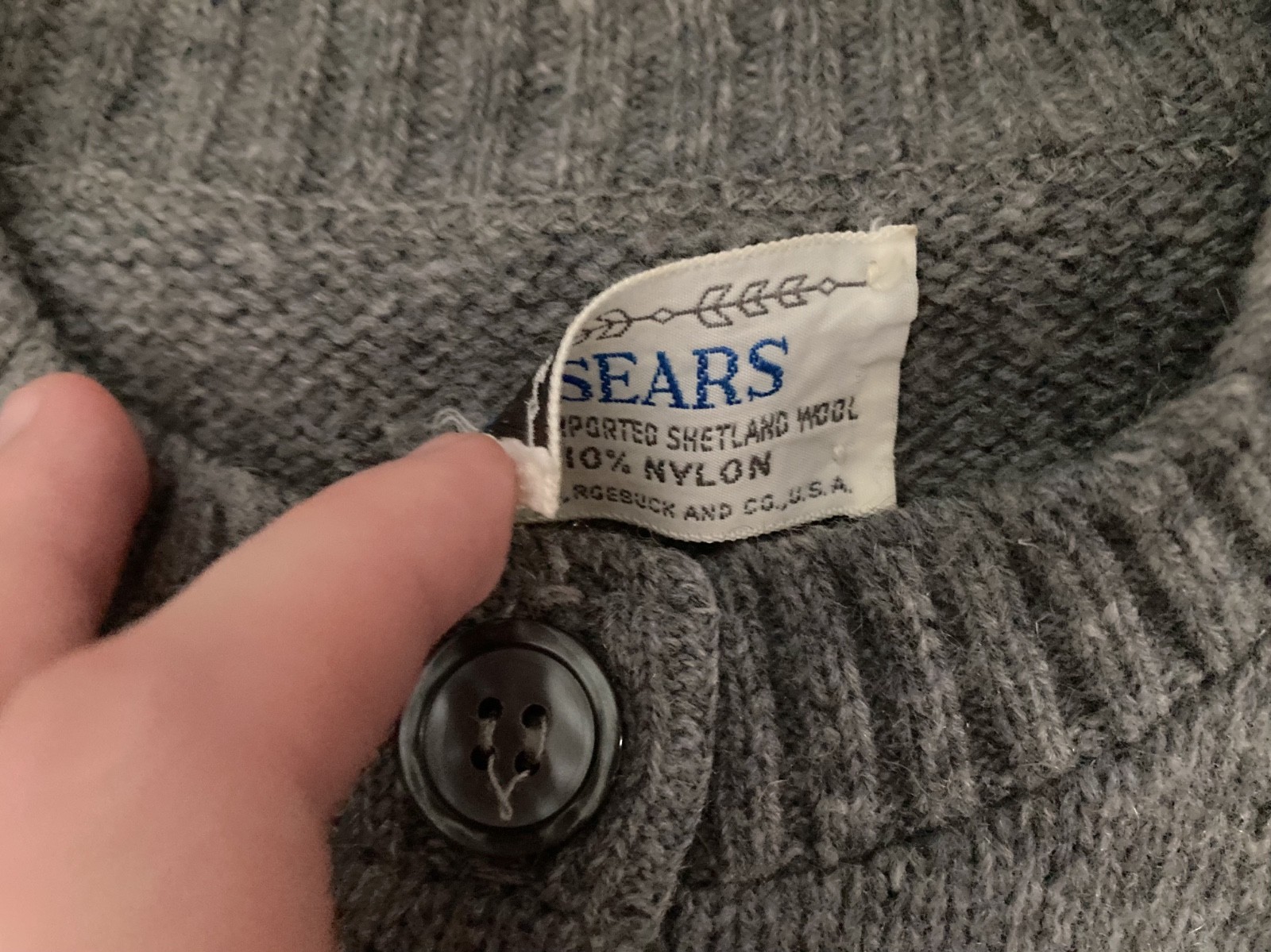 Vintage 60s Sears Grey Wool Cardigan Women’s Small Preppy Academia